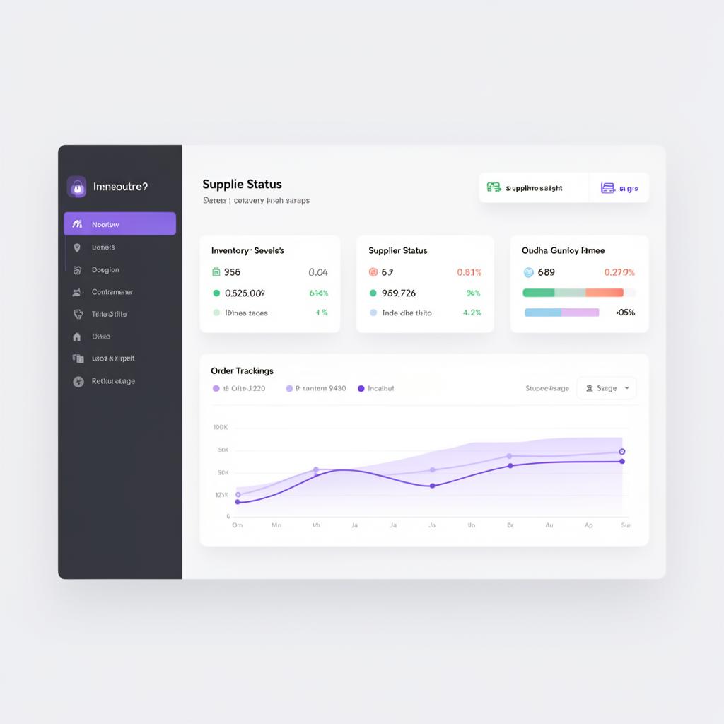 Operational dashboard mockup showing inventory and order coordination metrics