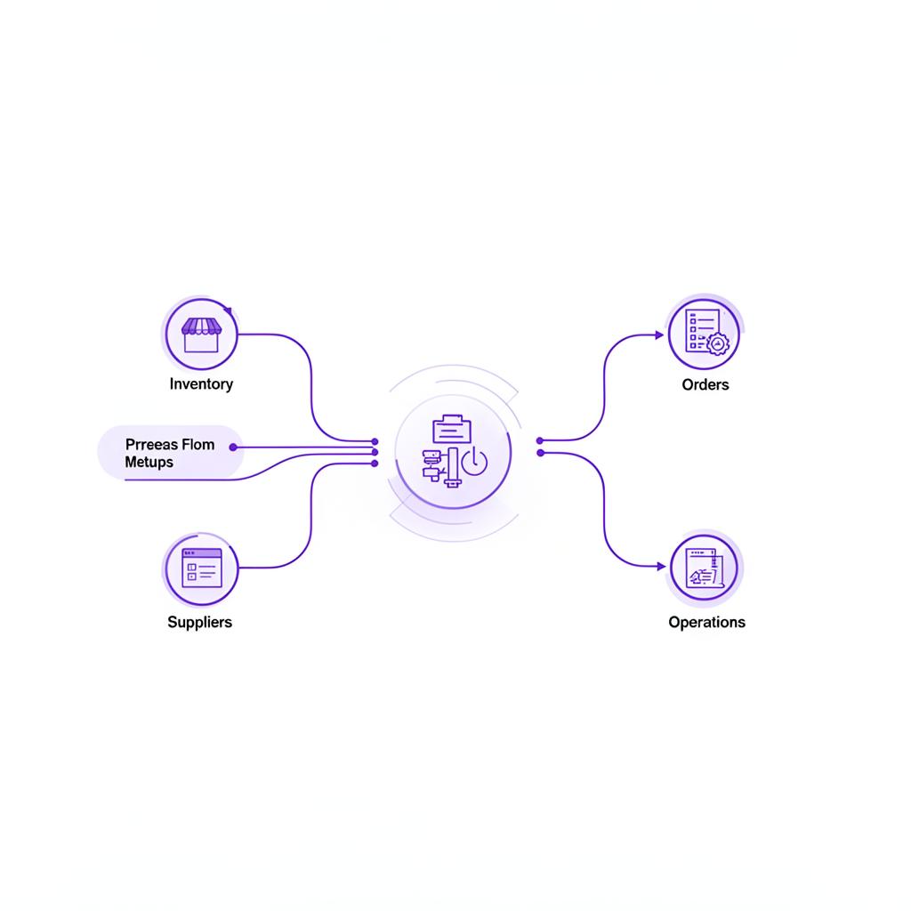 Workflow diagram showing connected operational processes